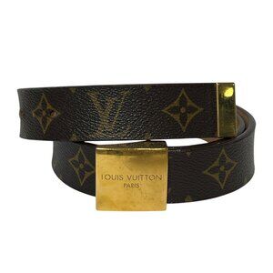 Louis Vuitton 2003 Spain Brown Monogram Ceinture Carre Gold-Tone Belt